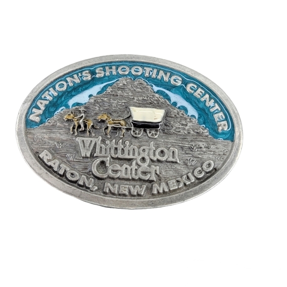 Vintage Nations Shooting Center NM Belt Buckle Oval Unisex silver - Picture 1 of 10